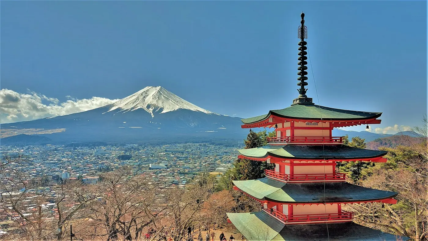 Chureito Pagoda and Mount Fuji, a stop on a ten hour private car tour