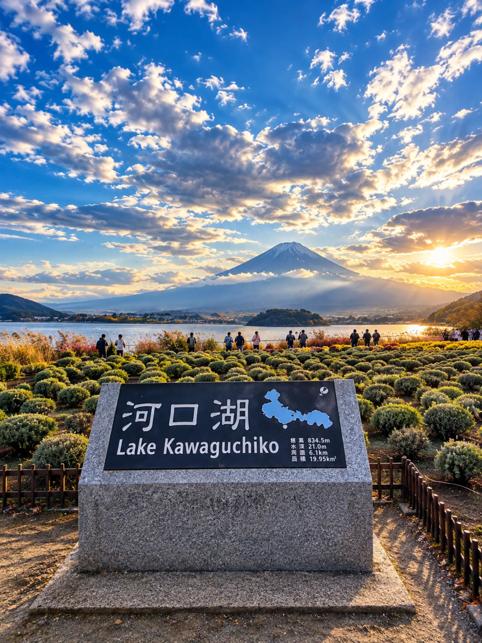 Mt Fuji above Lake Kawaguchiko on a clear October morning